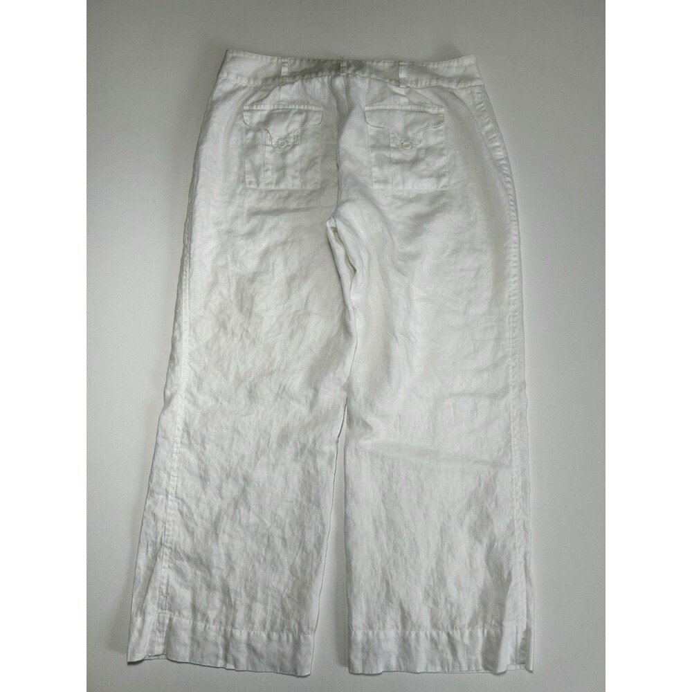 INC White Linen Pants Cropped Lined Soft Wide Leg Coastal Resort Size 8P - Picture 2 of 16
